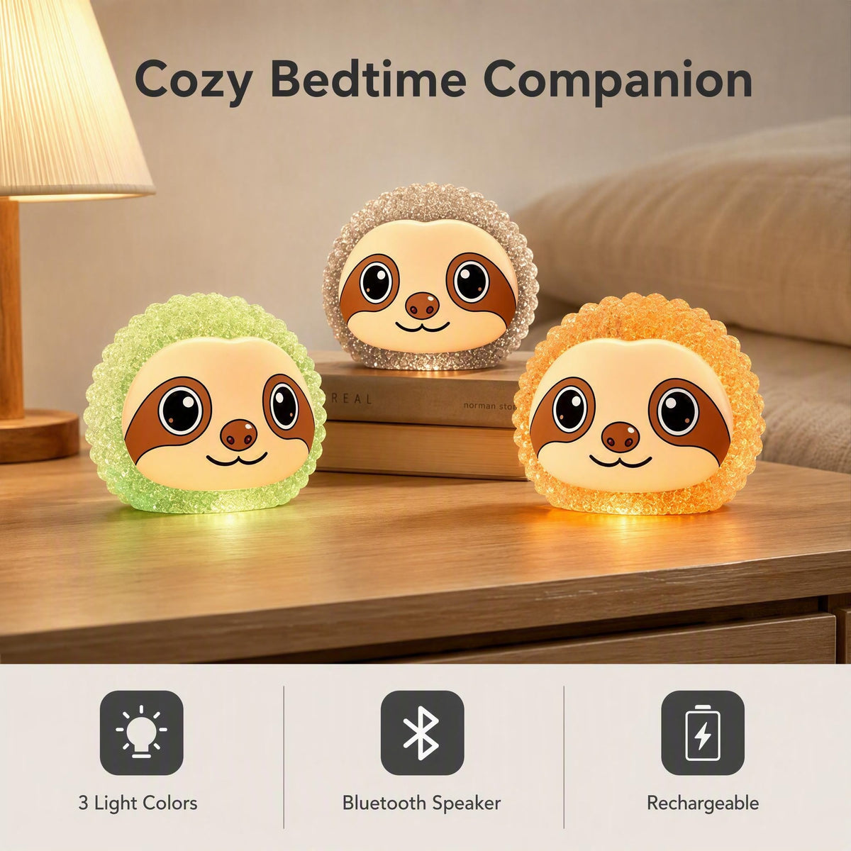 Bluetooth Speaker Night Light, 3 Colors Adjustable LED Lamp, Portable Touch Control Bedside Atmosphere Lamp for Bedroom Home Party Decor