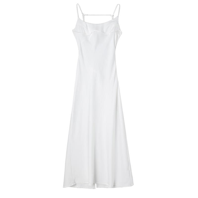 Pink Camis Long Dresses Women Satin Cut Out Sleeveless Slip Dress Female Backless Sexy Party Dresses Summer Slit Midi Dress