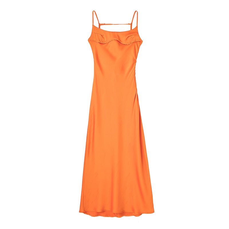 Pink Camis Long Dresses Women Satin Cut Out Sleeveless Slip Dress Female Backless Sexy Party Dresses Summer Slit Midi Dress