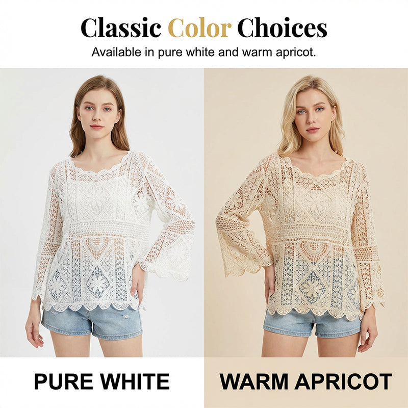 🌸New arrival 40% OFF!🌸Crochet Open Knit Flower Pattern Top
