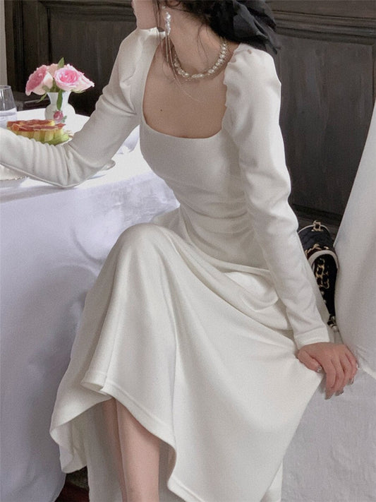 Solid Color Vintage Party Dress