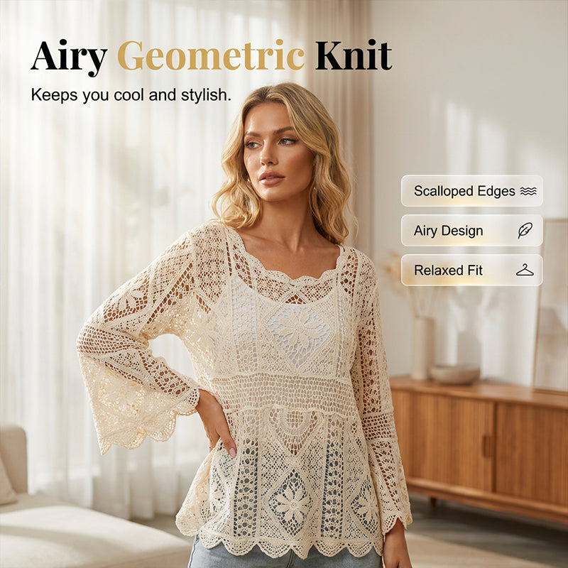 🌸New arrival 40% OFF!🌸Crochet Open Knit Flower Pattern Top