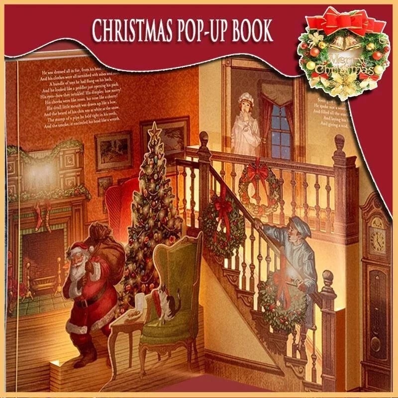 🎁2026 Best Christmas Gifts For Kids-Night Before Christmas Pop-Up Book(Light & Sound)