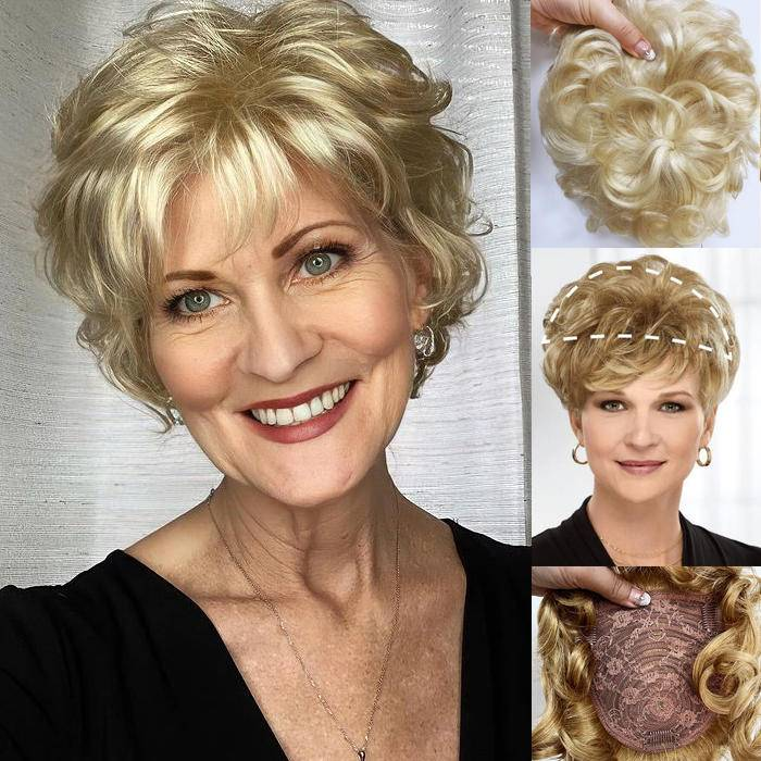 New Design Natural Closure Short Curly Hair Replacement Top Hairpieces Wiglet