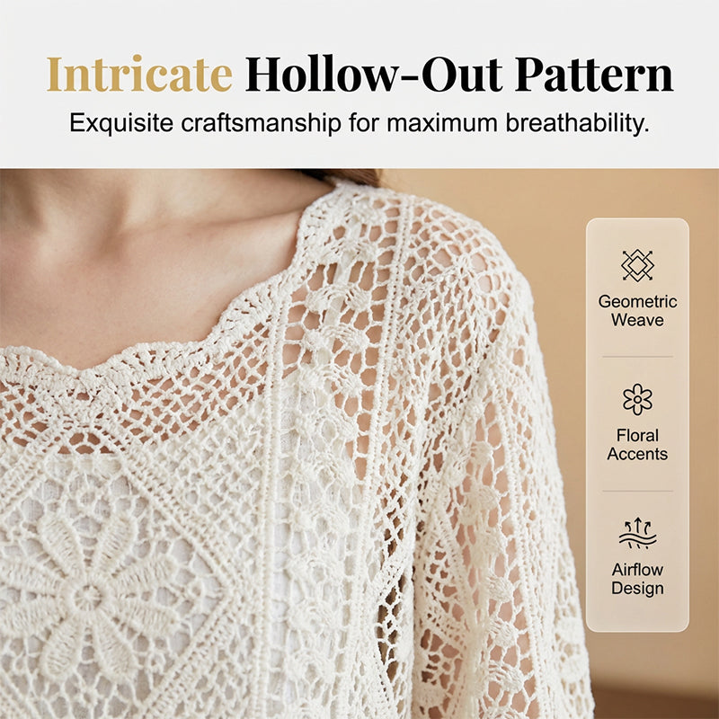 🌸New arrival 40% OFF!🌸Crochet Open Knit Flower Pattern Top