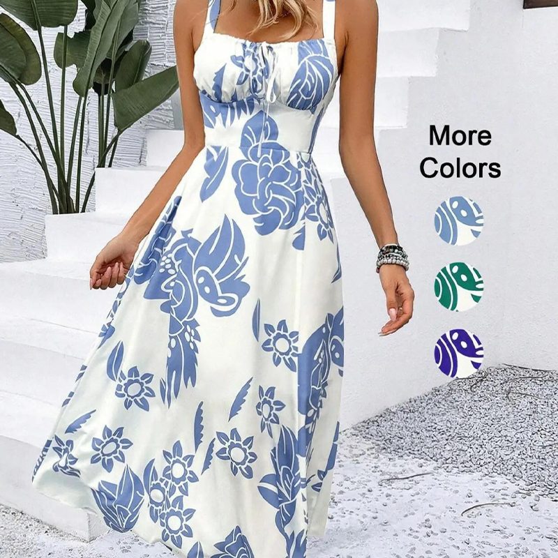 ⏳Limited-time 60% off⏰Women's Floral Print Spaghetti Strap Dress🌿👗