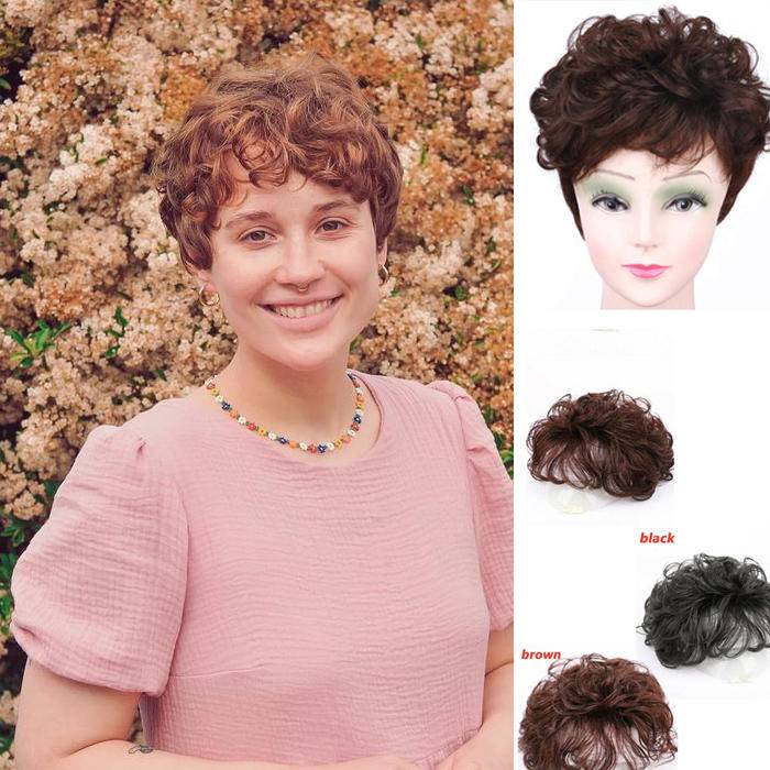 New Design Natural Closure Short Curly Hair Replacement Top Hairpieces Wiglet