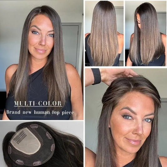 Silk-Top Human Hair Topper | Seamless Blend, Thin Hair Solution