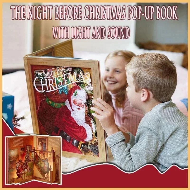 🎁2026 Best Christmas Gifts For Kids-Night Before Christmas Pop-Up Book(Light & Sound)