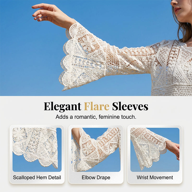 🌸New arrival 40% OFF!🌸Crochet Open Knit Flower Pattern Top